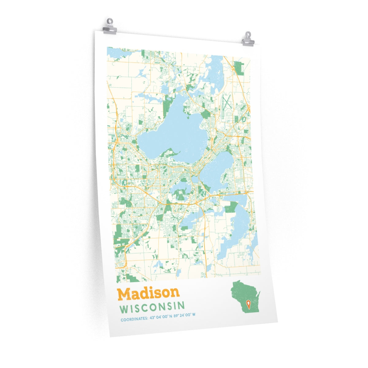 Madison World Map Madison Wisconsin City Street Map Poster – Allegiant Goods Co.