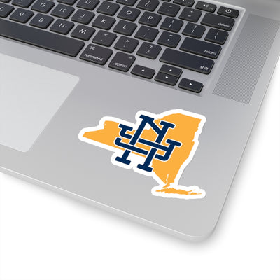New York Home State Sticker (Yellow & Navy Blue)-4x4"-Allegiant Goods Co. Vintage Sports Apparel