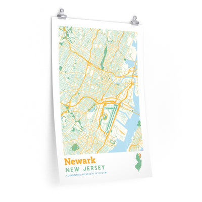 Newark New Jersey City Street Map Poster-20″ × 30″-Allegiant Goods Co. Vintage Sports Apparel
