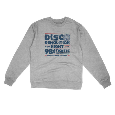 Disco Demolition Night Midweight Crewneck Sweatshirt-Grey Heather-Allegiant Goods Co. Vintage Sports Apparel