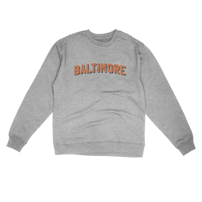 Baltimore Varsity Midweight Crewneck Sweatshirt-Grey Heather-Allegiant Goods Co. Vintage Sports Apparel
