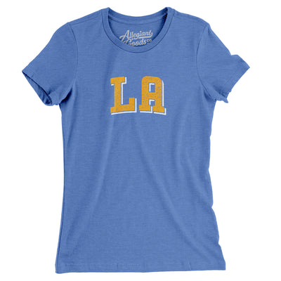 L.a. Varsity Women's T-Shirt-Heather Columbia Blue-Allegiant Goods Co. Vintage Sports Apparel