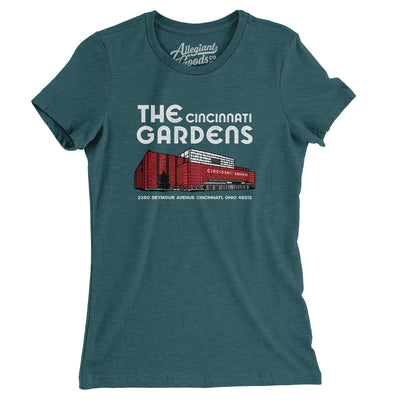 Cincinnati Gardens Arena Women's T-Shirt-Heather Deep Teal-Allegiant Goods Co. Vintage Sports Apparel