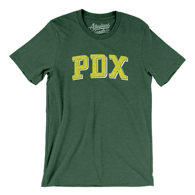 Pdx Varsity Men/Unisex T-Shirt-Heather Forest-Allegiant Goods Co. Vintage Sports Apparel