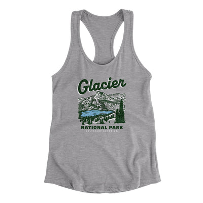 Glacier National Park Women's Racerback Tank-Heather Grey-Allegiant Goods Co. Vintage Sports Apparel