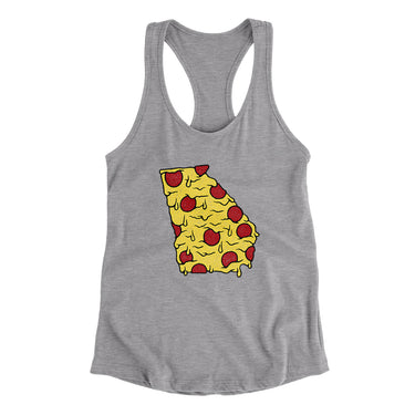 Georgia Pizza State Women's Racerback Tank-Heather Grey-Allegiant Goods Co. Vintage Sports Apparel