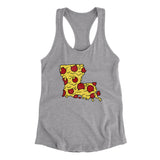 Louisiana Pizza State Women's Racerback Tank-Heather Grey-Allegiant Goods Co. Vintage Sports Apparel