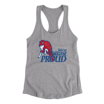 We're Talking Proud Women's Racerback Tank-Heather Grey-Allegiant Goods Co. Vintage Sports Apparel