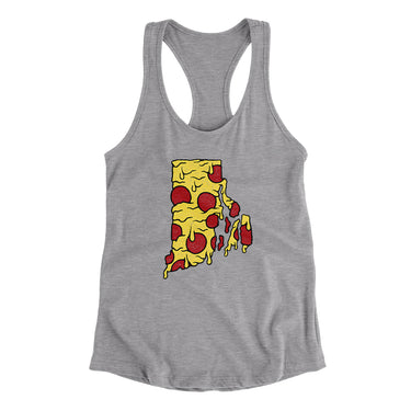 Rhode Island Pizza State Women's Racerback Tank-Heather Grey-Allegiant Goods Co. Vintage Sports Apparel