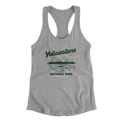 Yellowstone National Park Women's Racerback Tank-Heather Grey-Allegiant Goods Co. Vintage Sports Apparel