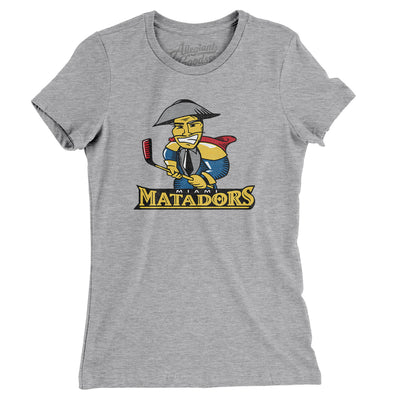 Miami Matadors Women's T-Shirt-Heather Grey-Allegiant Goods Co. Vintage Sports Apparel