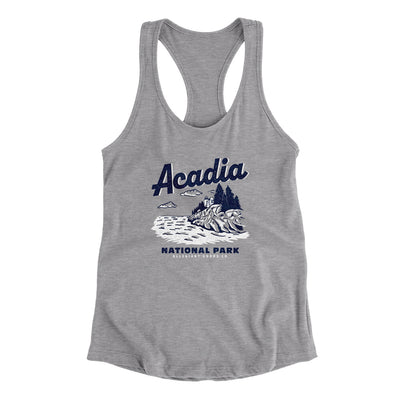 Acadia National Park Women's Racerback Tank-Heather Grey-Allegiant Goods Co. Vintage Sports Apparel