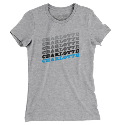 Charlotte Vintage Repeat Women's T-Shirt-Heather Grey-Allegiant Goods Co. Vintage Sports Apparel