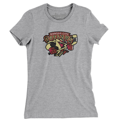 Kansas City Outlaws Women's T-Shirt-Heather Grey-Allegiant Goods Co. Vintage Sports Apparel