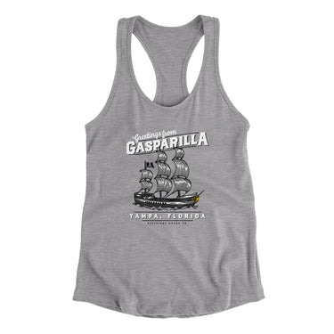 Greetings From Gasparilla Women's Racerback Tank-Heather Grey-Allegiant Goods Co. Vintage Sports Apparel