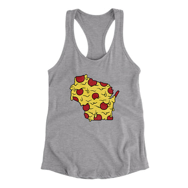 Wisconsin Pizza State Women's Racerback Tank-Heather Grey-Allegiant Goods Co. Vintage Sports Apparel