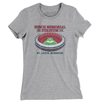 Busch Memorial Stadium Women's T-Shirt-Heather Grey-Allegiant Goods Co. Vintage Sports Apparel