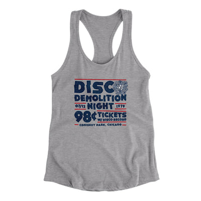 Disco Demolition Night Women's Racerback Tank-Heather Grey-Allegiant Goods Co. Vintage Sports Apparel