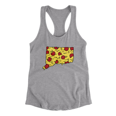 Connecticut Pizza State Women's Racerback Tank-Heather Grey-Allegiant Goods Co. Vintage Sports Apparel