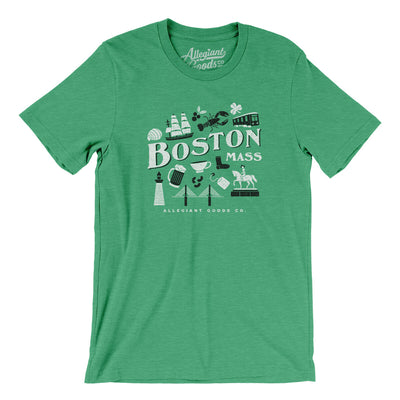 Boston Things Men/Unisex T-Shirt-Heather Kelly-Allegiant Goods Co. Vintage Sports Apparel