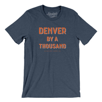 Denver Football By A Thousand Men/Unisex T-Shirt-Heather Navy-Allegiant Goods Co. Vintage Sports Apparel
