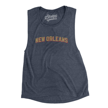 New Orleans Varsity Women's Flowey Scoopneck Muscle Tank-Heather Navy-Allegiant Goods Co. Vintage Sports Apparel