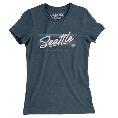 Seattle Retro Women's T-Shirt-Heather Navy-Allegiant Goods Co. Vintage Sports Apparel