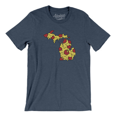 Michigan Pizza State Men/Unisex T-Shirt-Heather Navy-Allegiant Goods Co. Vintage Sports Apparel
