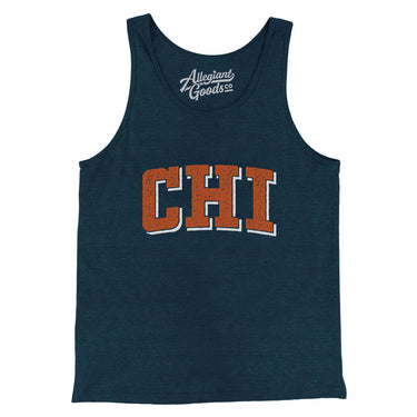 Chi Varsity Men/Unisex Tank Top-Heather Navy-Allegiant Goods Co. Vintage Sports Apparel