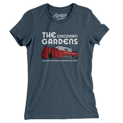 Cincinnati Gardens Arena Women's T-Shirt-Heather Navy-Allegiant Goods Co. Vintage Sports Apparel