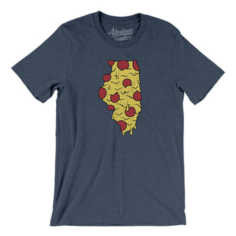 Illinois Pizza State Men/Unisex T-Shirt-Heather Navy-Allegiant Goods Co. Vintage Sports Apparel