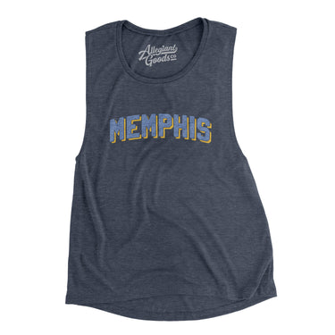 Memphis Varsity Women's Flowey Scoopneck Muscle Tank-Heather Navy-Allegiant Goods Co. Vintage Sports Apparel