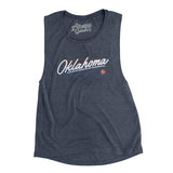 Oklahoma Retro Women's Flowey Scoopneck Muscle Tank-Heather Navy-Allegiant Goods Co. Vintage Sports Apparel