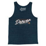 Denver Retro Men/Unisex Tank Top-Heather Navy-Allegiant Goods Co. Vintage Sports Apparel