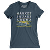 Market Square Arena Indianapolis Women's T-Shirt-Heather Navy-Allegiant Goods Co. Vintage Sports Apparel