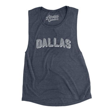 Dallas Varsity Women's Flowey Scoopneck Muscle Tank-Heather Navy-Allegiant Goods Co. Vintage Sports Apparel