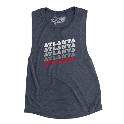 Atlanta Vintage Repeat Women's Flowey Scoopneck Muscle Tank-Heather Navy-Allegiant Goods Co. Vintage Sports Apparel