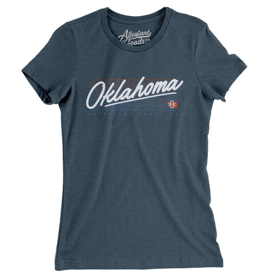 Oklahoma Retro Women's T-Shirt-Heather Navy-Allegiant Goods Co. Vintage Sports Apparel