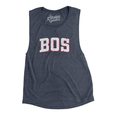 BOS Varsity Women's Flowey Scoopneck Muscle Tank-Heather Navy-Allegiant Goods Co. Vintage Sports Apparel