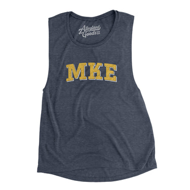 Mke Varsity Women's Flowey Scoopneck Muscle Tank-Heather Navy-Allegiant Goods Co. Vintage Sports Apparel