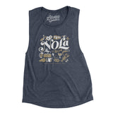 Nola Things Women's Flowey Scoopneck Muscle Tank-Heather Navy-Allegiant Goods Co. Vintage Sports Apparel