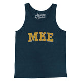 Mke Varsity Men/Unisex Tank Top-Heather Navy-Allegiant Goods Co. Vintage Sports Apparel