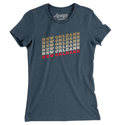 New Orleans Vintage Repeat Women's T-Shirt-Heather Navy-Allegiant Goods Co. Vintage Sports Apparel