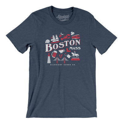 Boston Things Men/Unisex T-Shirt-Heather Navy-Allegiant Goods Co. Vintage Sports Apparel