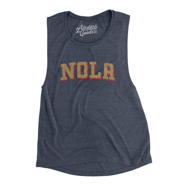 Nola Varsity Women's Flowey Scoopneck Muscle Tank-Heather Navy-Allegiant Goods Co. Vintage Sports Apparel