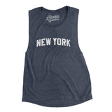 New York Varsity Women's Flowey Scoopneck Muscle Tank-Heather Navy-Allegiant Goods Co. Vintage Sports Apparel