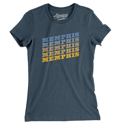 Memphis Vintage Repeat Women's T-Shirt-Heather Navy-Allegiant Goods Co. Vintage Sports Apparel