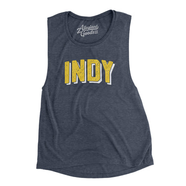 Indy Varsity Women's Flowey Scoopneck Muscle Tank-Heather Navy-Allegiant Goods Co. Vintage Sports Apparel