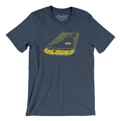 Erie Blades Men/Unisex T-Shirt-Heather Navy-Allegiant Goods Co. Vintage Sports Apparel