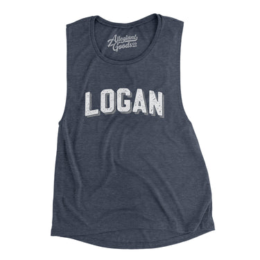 Logan Varsity Women's Flowey Scoopneck Muscle Tank-Heather Navy-Allegiant Goods Co. Vintage Sports Apparel